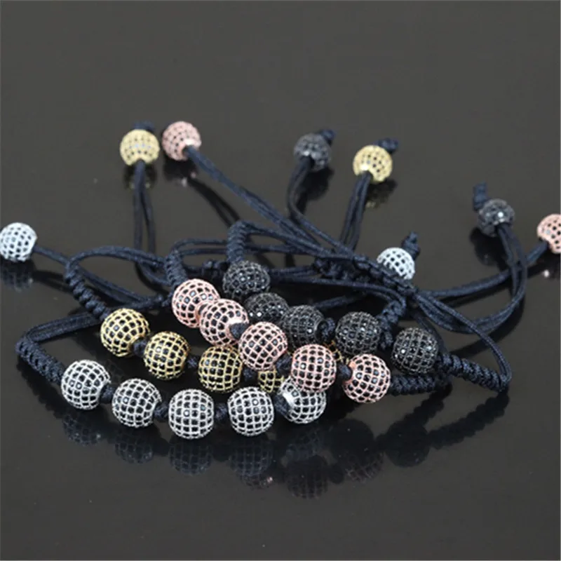 

Anil Arjandas Men jewelry 10mm Pave Setting Black CZ Zircon Round Beads Macrame Beaded Bracelet Men