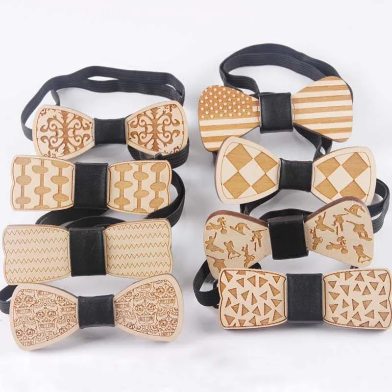 

Fashion Weastern Wood Elegant Bow Ties Handmade Butterfly Wedding Party Bow Ties Butterfly Wooden Unique Tie for Man Children