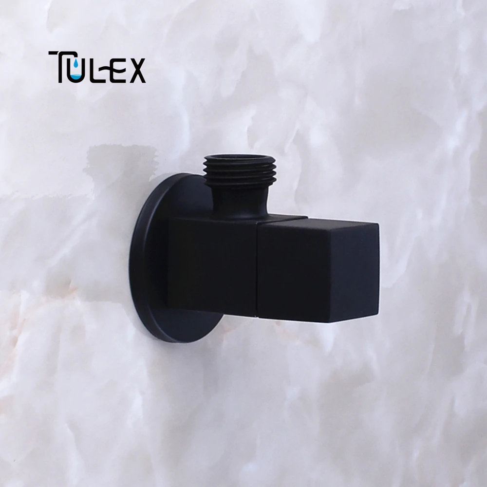 TULEX Black Stop Valve Faucet Angle Valve Brass Diverter Toilet Valve