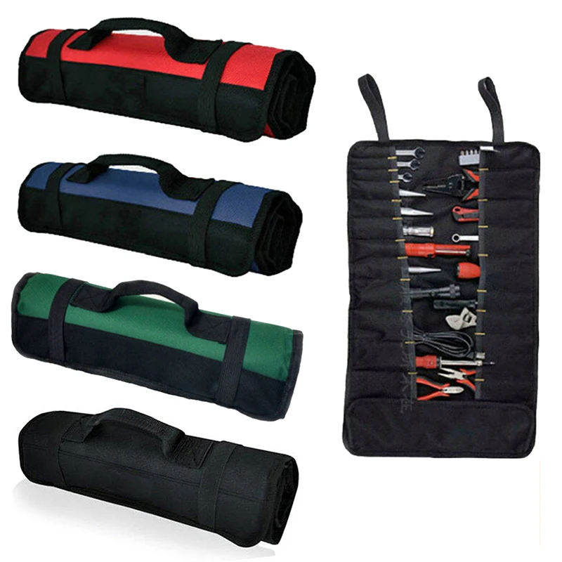 

1pc 23.03"x 13.58" 4 Color 22 Pockets Hardware Tools Roll Plier Screwdriver Spanner Carry Case Pouch Bag