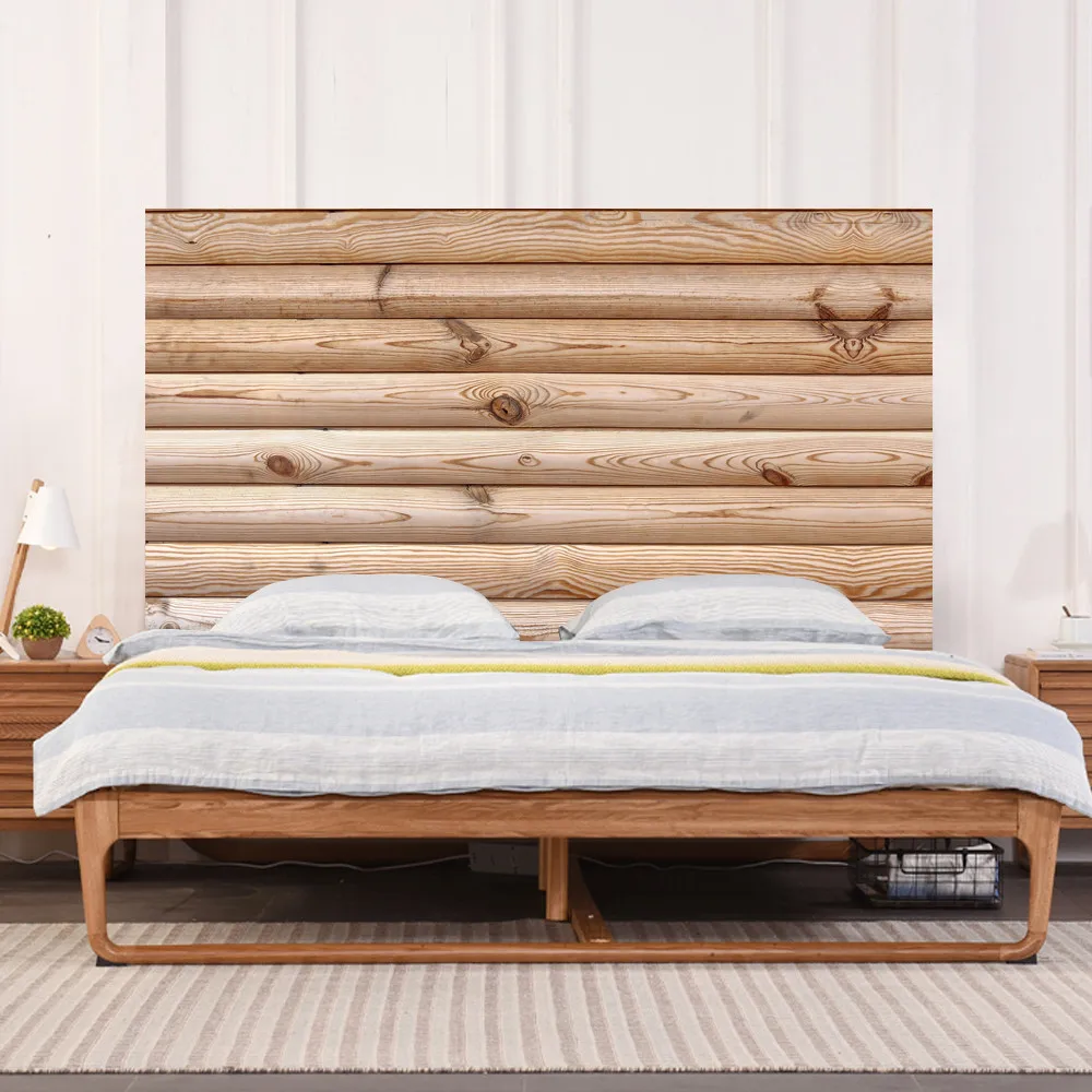 3D деревянная кровать Наклейка на стену самоклеющиеся Сменные водонепроницаемые обои прикроватная тумбочка для спальни украшение дома художественная виниловая наклейка