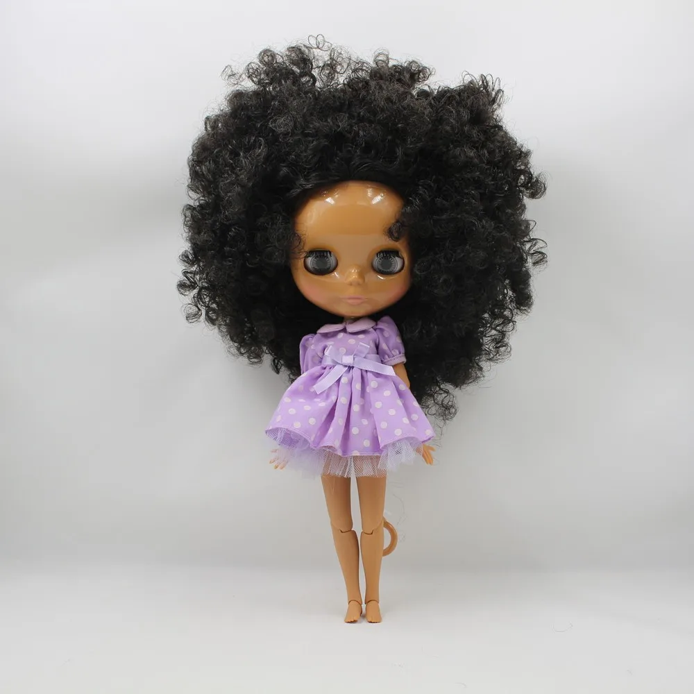 Neo Blythe Doll with Black Hair, Dark Skin, Shiny Cute Face & Custom Jointed Body 2