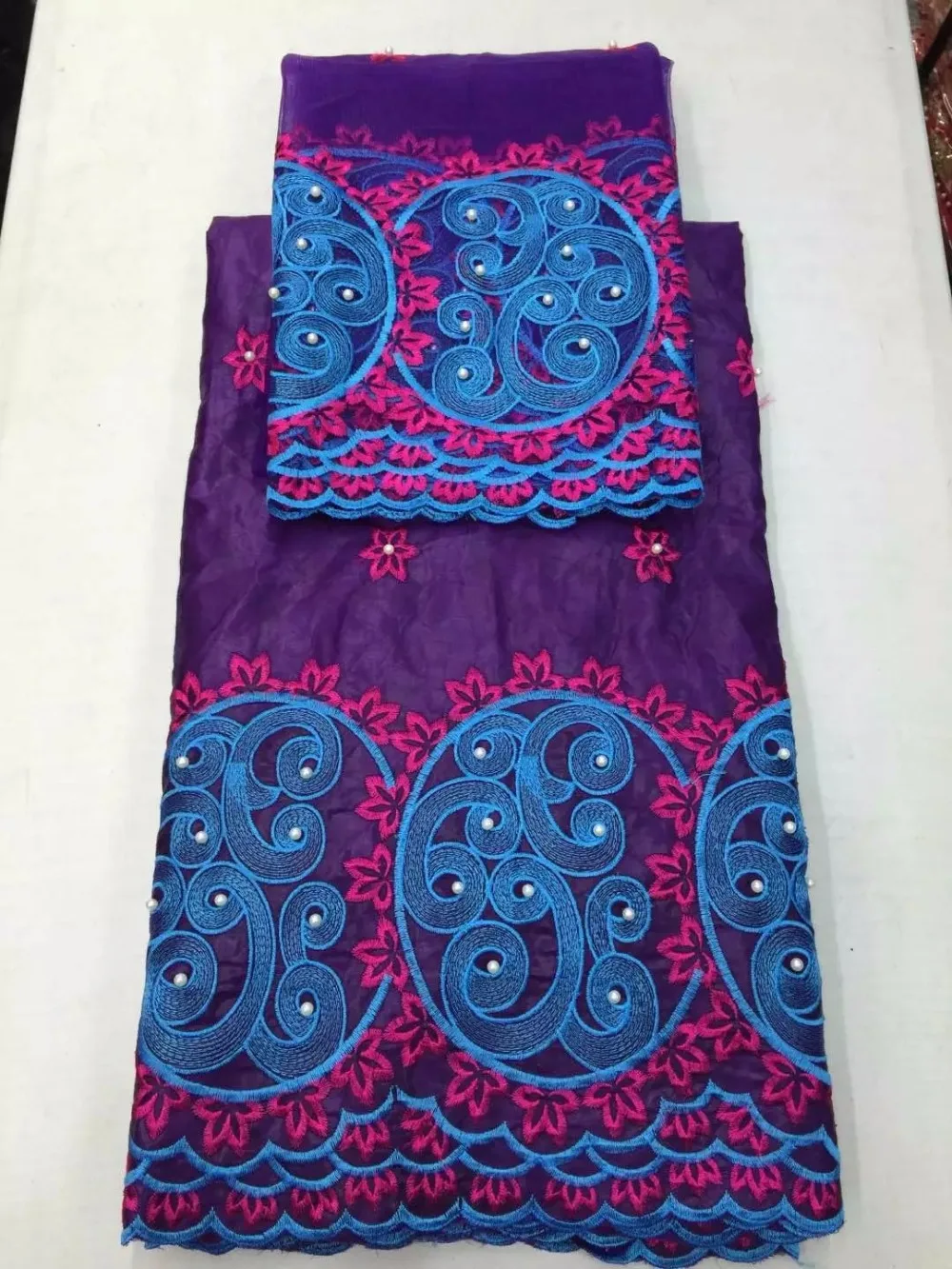 5 yards Africain Bazin Dentelle purple avec 2 metres Francais Net haute Qualite Riche Tissu En Derniere | Дом и сад