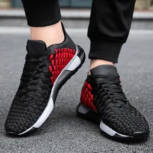 YOUYEDIAN Luxury Men Sneakers Black red Lace Up Flats Male Casual Shoes Thick-Soled Straps Breathable Sneakers Shoes#507g30