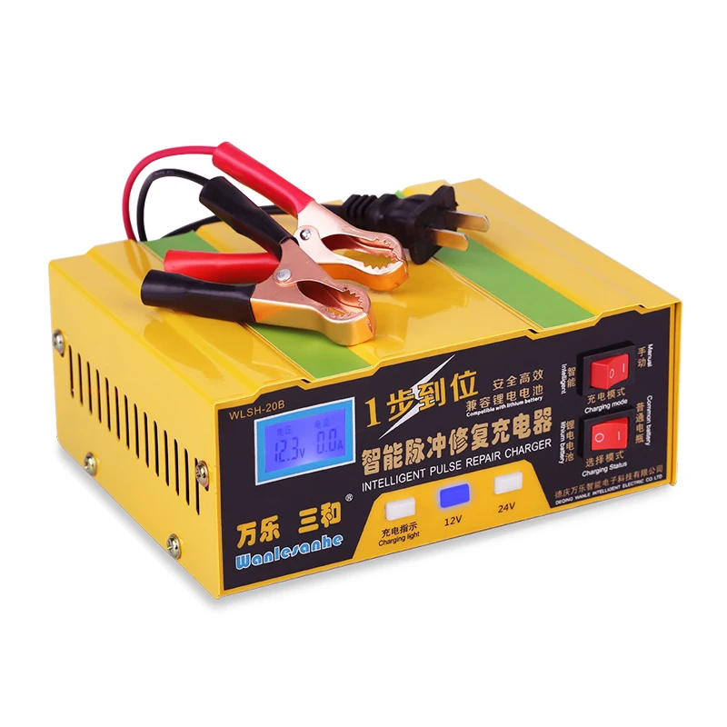 

110v/220v Intelligent Pulse Repair Car Battery Charger 12V 24V Car Motorcycle Lead Acid 12 V Electric Vehicles Lithium Batteries