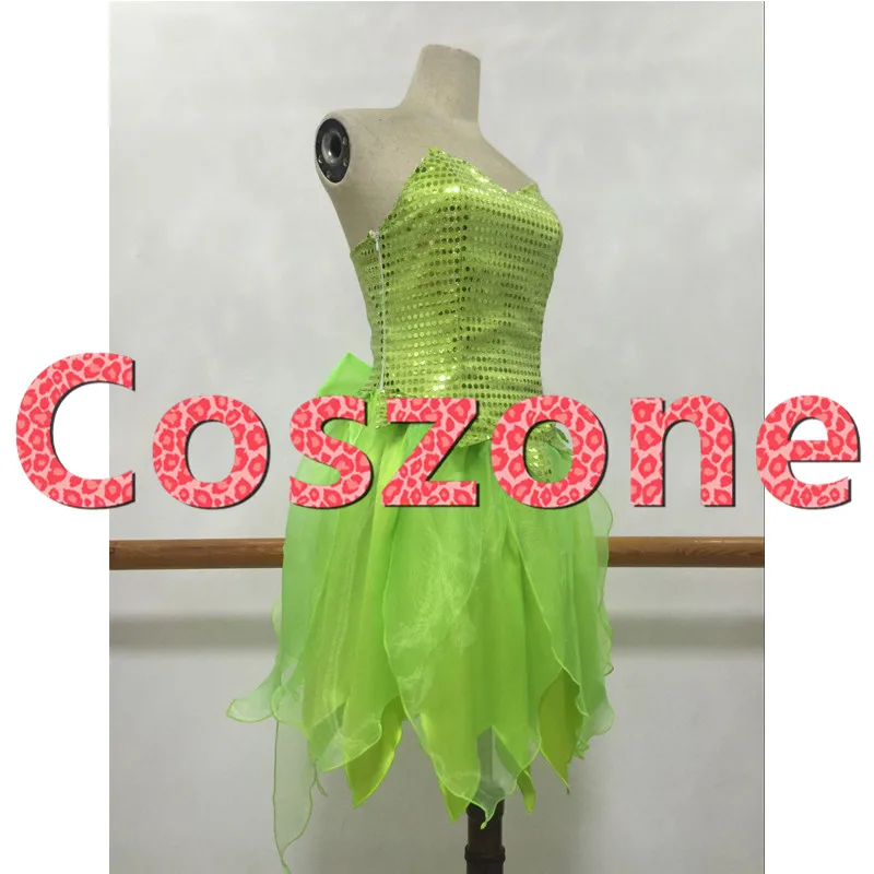 Принцесса Динь-Динь платье Зеленый Тинкер Белл косплей костюм для взрослых на Хеллоуин карнавал вечерние костюм, полный набор на заказ