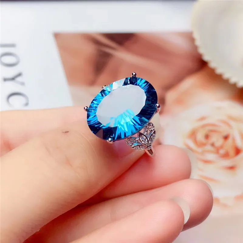 Weainy Gem Stone King S925 Sterling Silver Natural London Blue Topaz Women S Solitaire Ring 11 Ct Gemstone Birthstone Rings Aliexpress