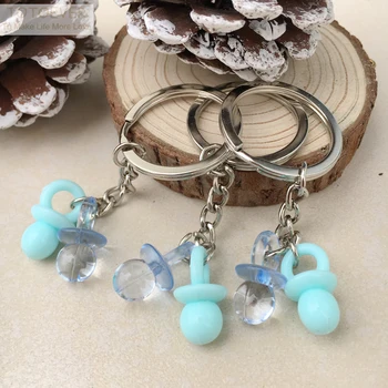 

10pcs Acrylic blue & pink Baby's Nipple Keychain birthday party accessories wedding favors baby shower souvenir
