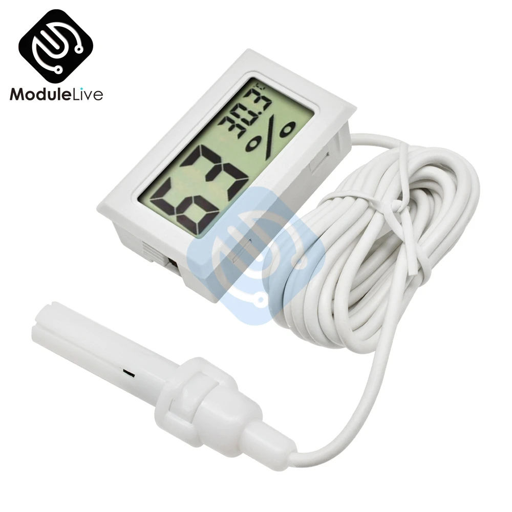 

Mini Probe Digital LCD Thermometer Hygrometer Humidity Temperature Meter Indoor Digital LCD Display White Professional