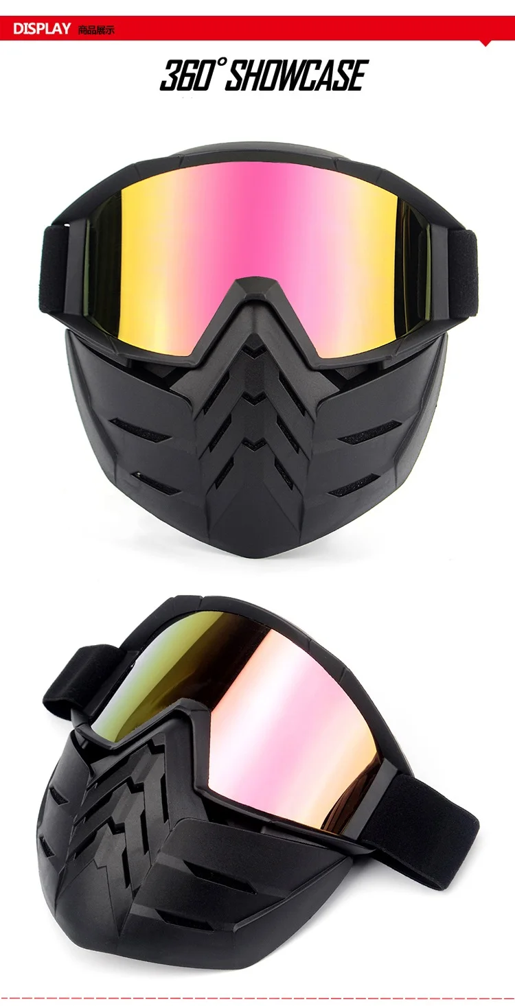 Велосипедные маски для лица, очки для мотокросса, мотоциклетные очки с открытым лицом, съемные очки, шлемы, винтажные очки, защищенные солнцезащитные очки