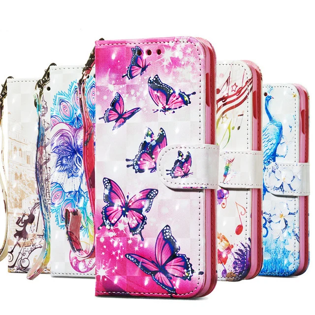 

S10 Case for Galaxy S10e S7 S8 S9 S10+ Cover Flip 3D Painted Leather Case for Samsung Galaxy S10 Plus S8Plus S9Plus S7Edge Cover