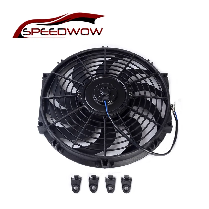 SPEEDWOW Slim 12 Motor Engine Radiator Oil Cooler Cooling Electric Pull Push Fan Radiator Electric Engine Cooling Fan 12V 80W