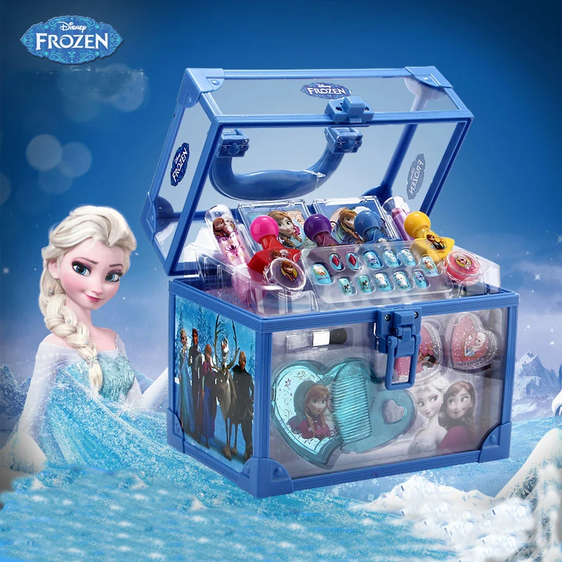 Disney Frozen Child Cosmetic Princess Makeup Box Suitcase Lipstick Girl Toy Gift for Children pretend play cosmetic set for kid