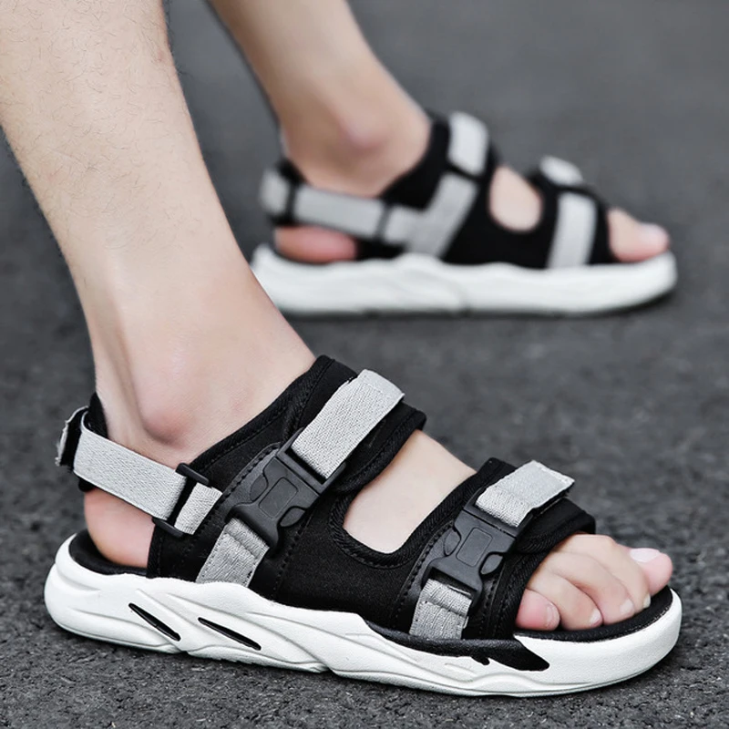 

Sandals Men shoes 2019 Gladiator Men's Sandals Roman Men Shoes Summer Flip Flops Gray Black Flat Sandals Large Size light