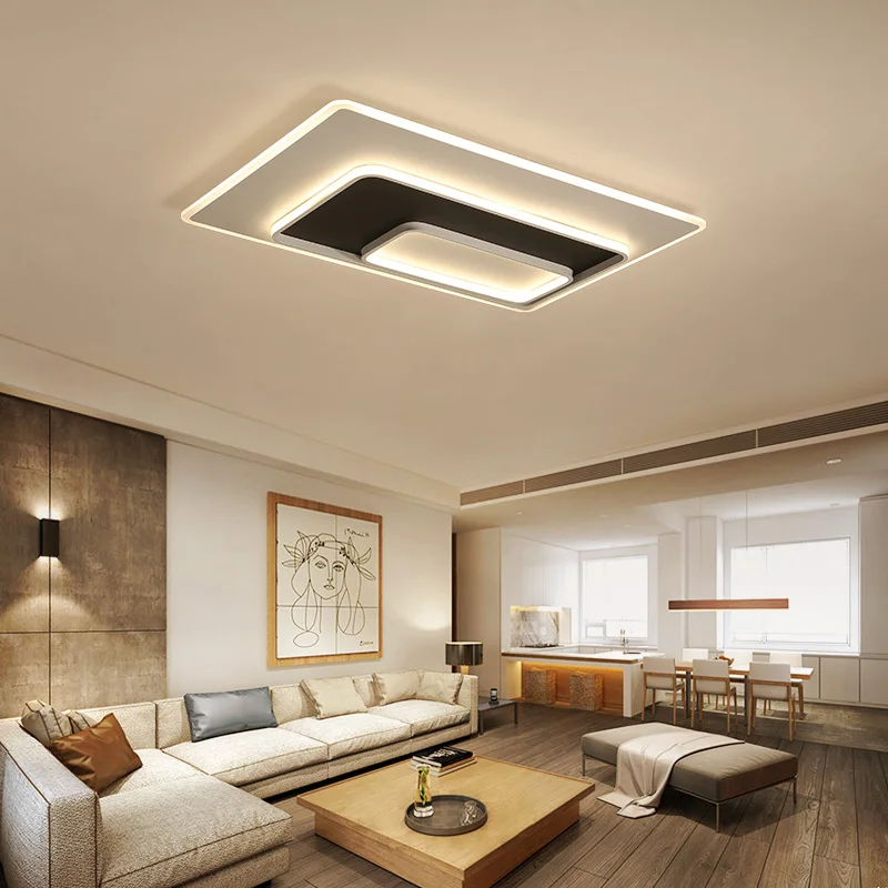 

LICAN Rectangle White/Black Modern Ceiling Lights for Bedroom Living room Lustre Avize ceiling lighting Modern LED Ceiling lamp