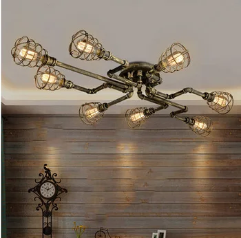 

LOFT Edison Retro Vintage Industrial Wrought Iron Water Pipe Ceiling Light Bar Cafe Store Lamp Dining Room Restaurant Home Decor