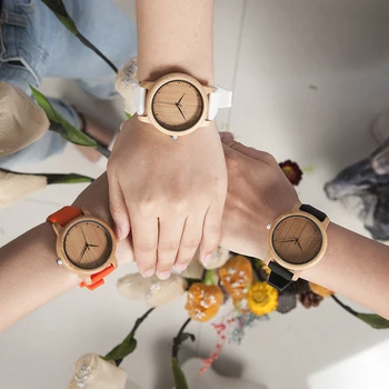 

BOBO BIRD Ladies Watches Colorful Silicone Strap Simple Wooden Dial relogio femino Quartz Watches