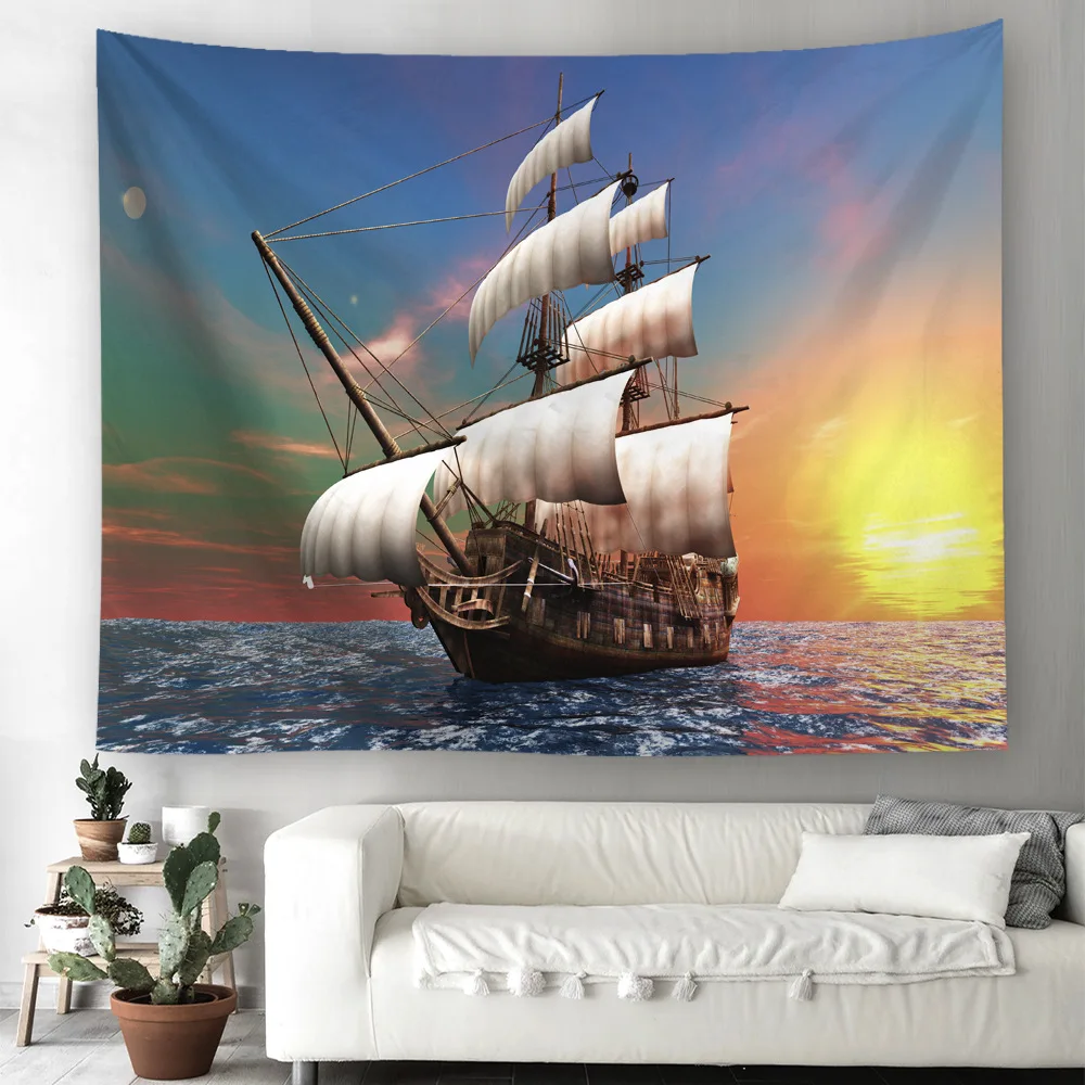 

4 Size Seaway Ocean Printed Mandala Tapestry Wall Hanging Wall Decoration Hippie Tapestry Beach Throw Towel Yoga Mat