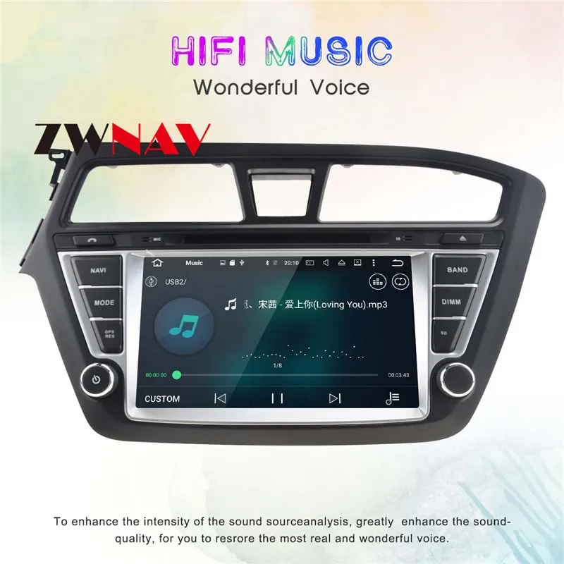 Best Android 8.0 Car GPS Navigation auto stereo Radio Screen For HYUNDAI I20 2014-2017 Left hand driving gps android Display ZWNAV 6