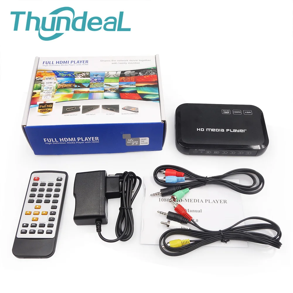 HD601 мультимедиа H.264 MKV Full HD 1080 P HDMI HDD Media Player Центр VGA AV Выход с Пульт дистанционного