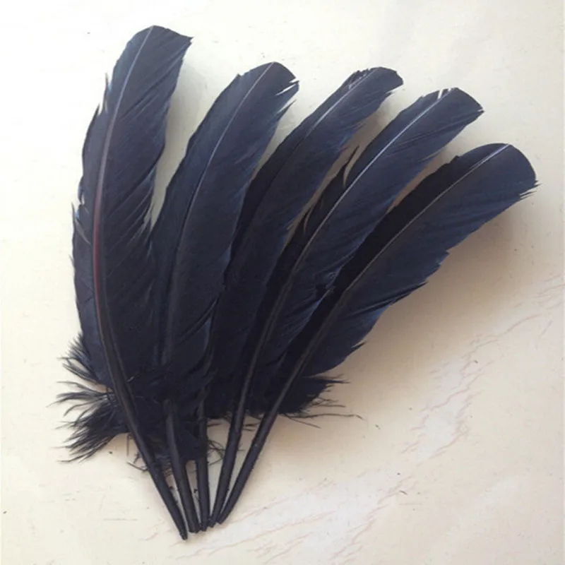 Wholesale free shipping 50 PCS black Turkey feathers 25 to 30 cm / 10