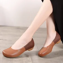 Artdiya genuine leather women shoes retro handmade leather color matching sets of feet shoes low heel comfortable mother shoes keerygo women s shoes inside and outside the full leather lace leather shoes comfortable feet big shoes