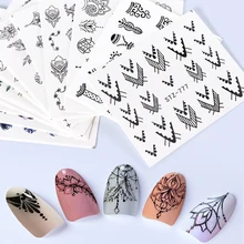 13 шт. Водные Наклейки для ногтей наклейки цветы черный Ловец снов перо водяной знак слайдер тату советы маникюр декор SASTZ766-778
