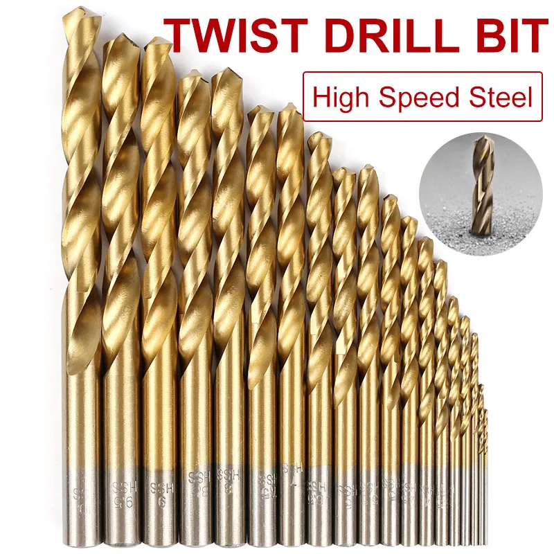 

19pcs Straight round shank High Quality Mini Twist Drill Bit HSS Plating Titanium Saw Woodworking Metal Platic Drilling Tools