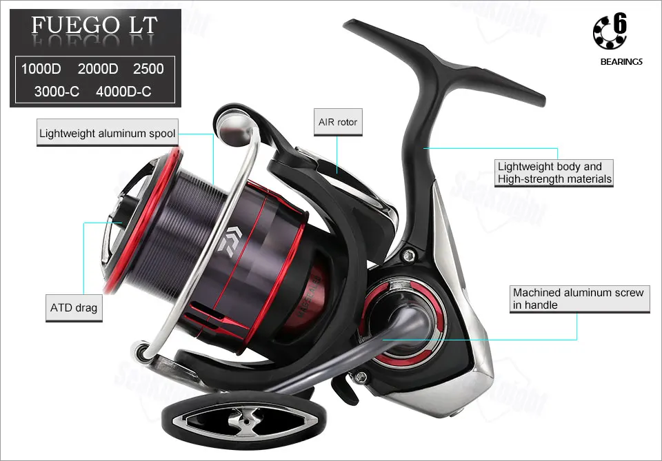 18 DAIWA FUEGO LT 1000D 2000D 2500 3000C 4000C 5000DC спиннинговая Рыболовная катушка низкое Передаточное отношение 7BB LC-ABS металлическая катушка