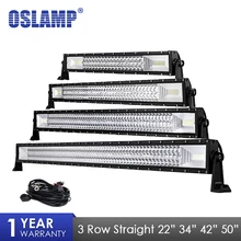 Oslamp 3 ряда 22 «34» 42 «50» автомобиль прямой светодио дный свет светодио дный бар светодиодные рабочие огни комбинированная лампа для 4×4 грузовик ATV прицеп автомобиль Offroad вождения