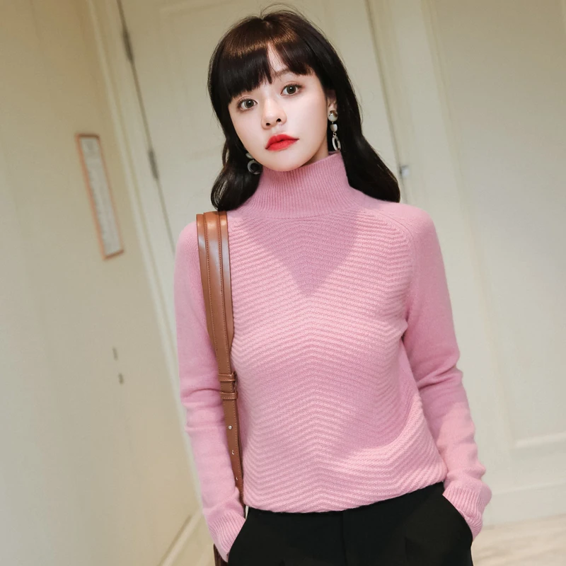 adohon 2018 womens winter Cashmere sweaters and auntmun women knitted Pullovers Turtleneck High Quality Warm Female Solid