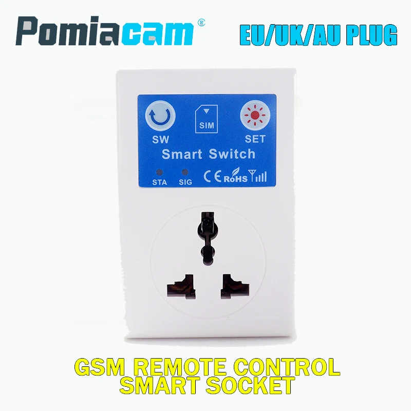 SC1 220V CellPhone SMS Remote Wireless Control Smart Switch GSM Socket Power EU UK AU Plug for Home Household Appliance