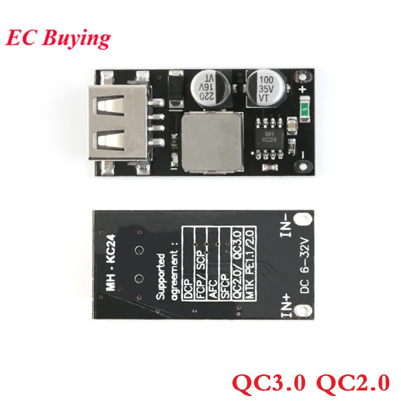 USB конвертер QC3.0 QC2.0 для быстрой зарядки понижающий модуль 6 32 В 9 12 24 В|Интегральные