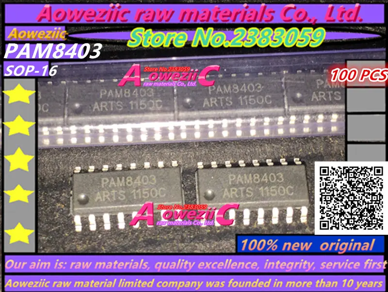 

Aoweziic 100% new original PAM8403 SOP-16 filter free stereo D level audio amplifier