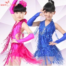 Костюмы для латинских танцев для девочек, детские платья с бахромой и блестками, Бальное танго сальса, Vestido Samba