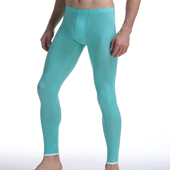 2017 New sheer sexy Mens underpants Nylon Slim fit Skin Men Long John