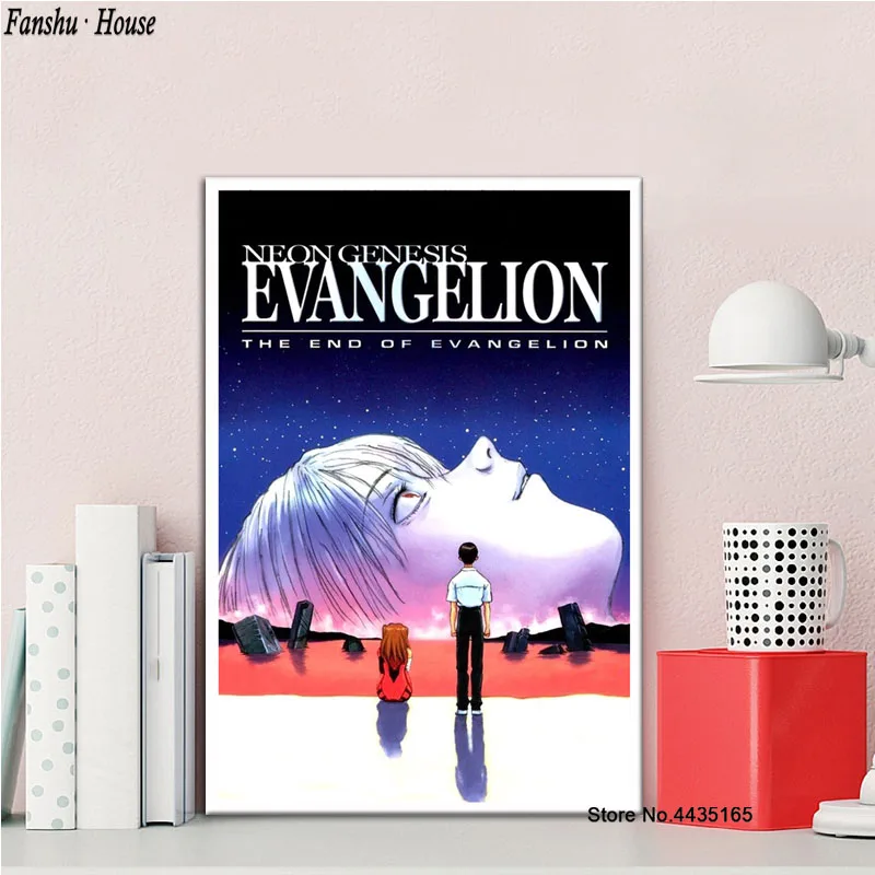 Постеры и принты неоновый бытие Evangelion постер японское аниме Настенная картина холст живопись для гостиной украшение дома - Цвет: Синий