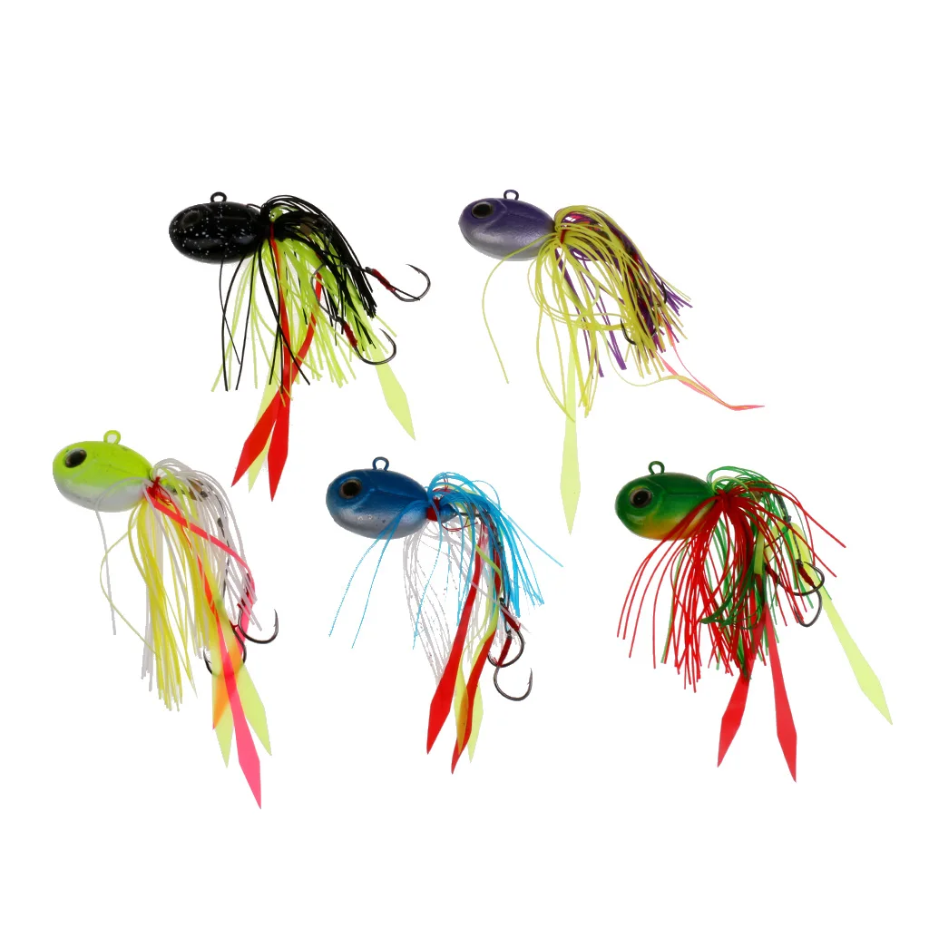 

Lot of 5 Fishing Jig Head Lures Heavy Cover Jig Swim Bait Multi-color Fishing Hook With Head