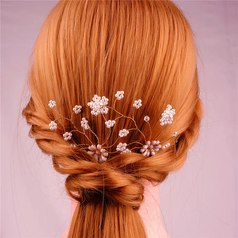 

YJWSXF Bridal tiara handmade bride alloy pearl crystal gold headdress