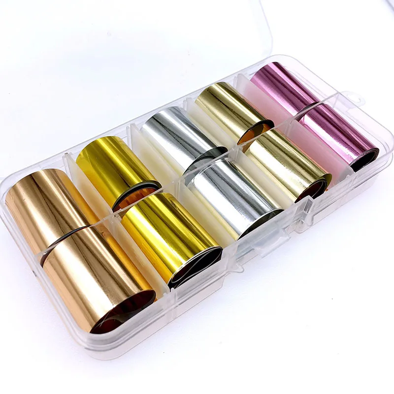 

Holographic Nail Foil Set Metal Color Nail Art Transfer Sticker For Nail Art Decoration Tips Manicure Tools