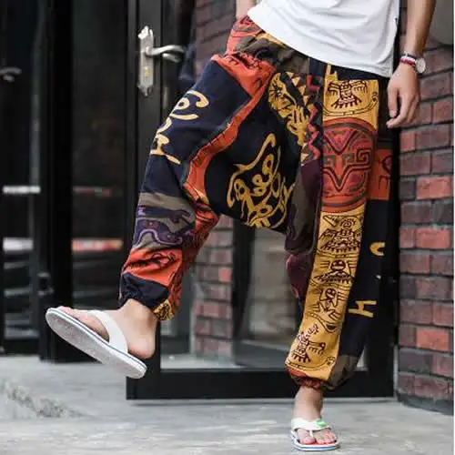 harem trousers Men Women Baggy Harem Pants Hip hop Joggers Causal Loose Trousers Aladdin Crotch Wide Leg Cotton Linen Pants Pantalones Hombre hippy pants Harem Pants