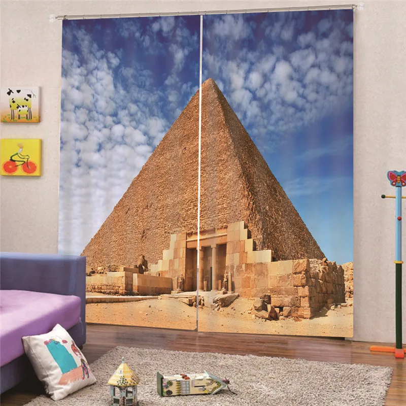 

3D Digital Print Pyramids Thick Blackout Curtains For Living Room Bedroom Back Window Treatment Panel Home Decor Draps AP24
