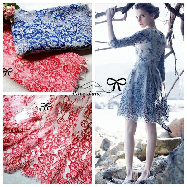 

150cm Width Beautiful Floral Embroidered Eyelash Lace Fabrics African Lace Sewing Supplies for Cloth Dress home decoration