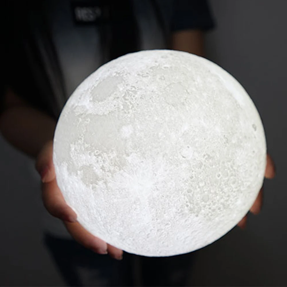  Magic Full Moon Light 3D Print LED Moon Lamp Touch Sensor Desk Lunar Lamp Yellow White Colorful Cha - 32823236931