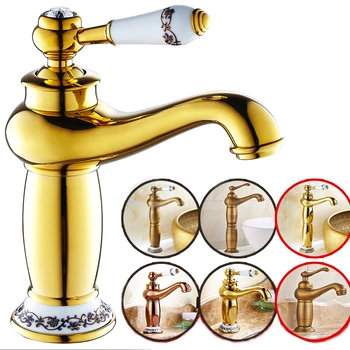 

Free Shipping Different Styles Basin Faucet Bathroom Brass Hot and Cold Water Mixer Tap with ceramic Handle