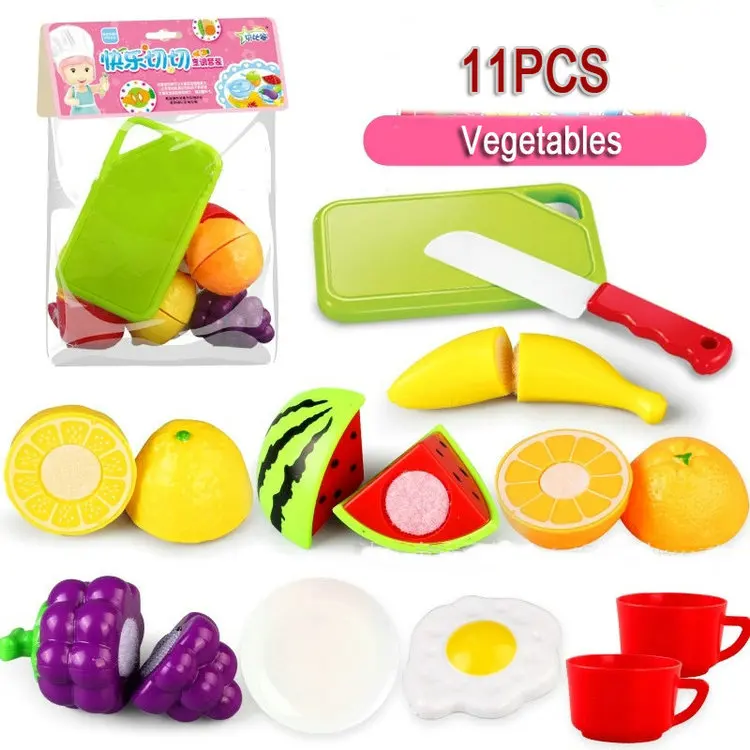 35 шт., игрушки для резки фруктов и овощей, миниатюрная еда, ролевые игры, Детские кухонные игрушки для детей, игрушки для девочек, развивающие игры - Цвет: 11PCS Fruits