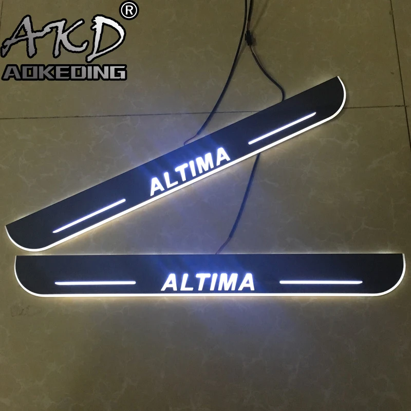 

AKD 4PCS Acrylic Moving LED Welcome Pedal Car Scuff Plate Pedal Door Sill Pathway Light For Nissan Altima 2015 2016 2017 2018
