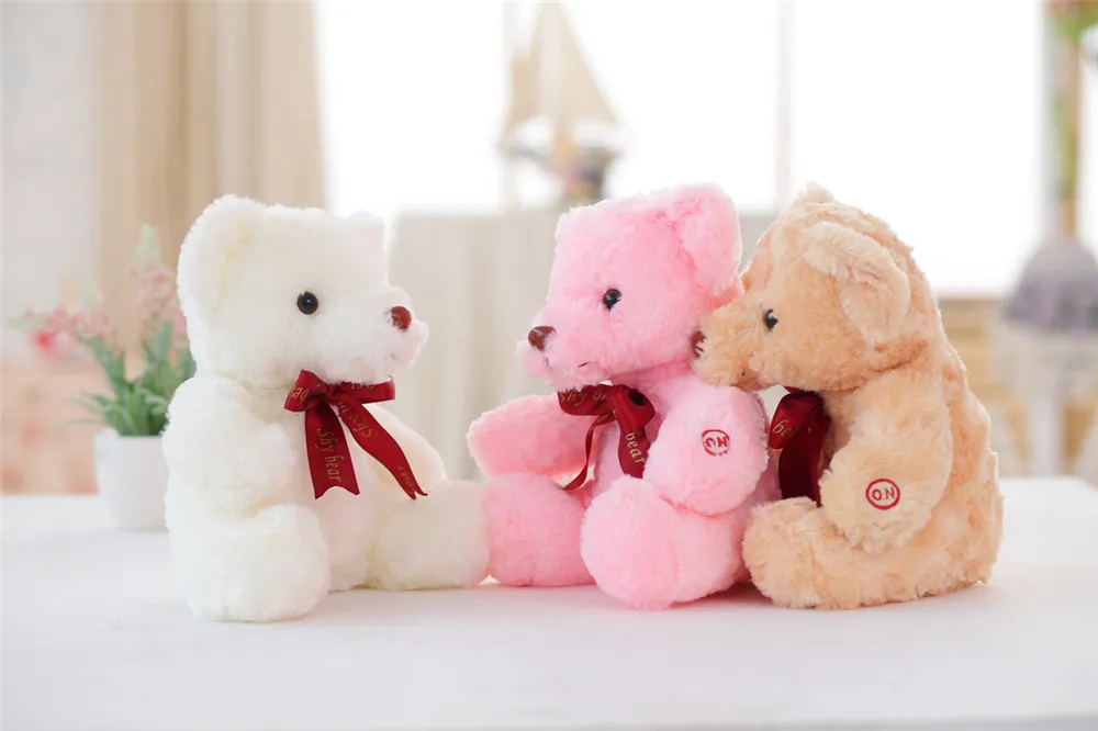 1 шт. 25 см чучело светящиеся плюшевые игрушки Плюшевый Медведь Тедди Медвежонок спальный игрушка подарок на день рождения для малыша Brinquedos