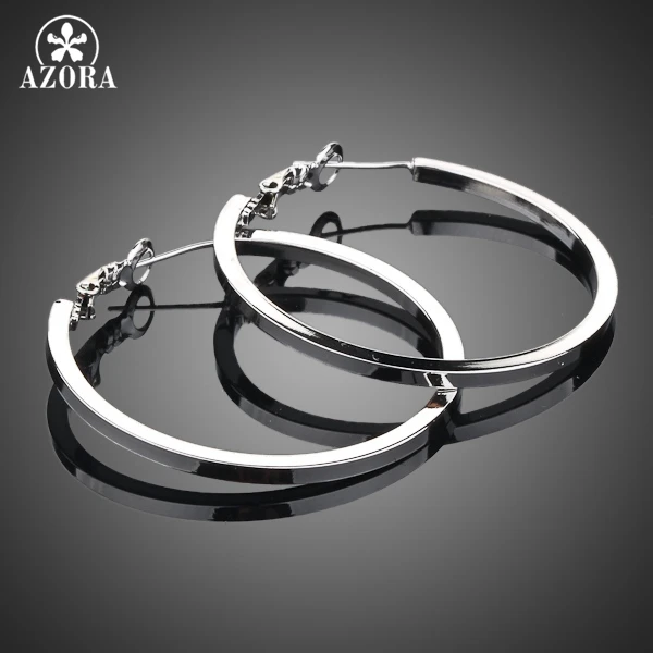 

AZORA White Gold Color Classic Hoop Earring TE0023