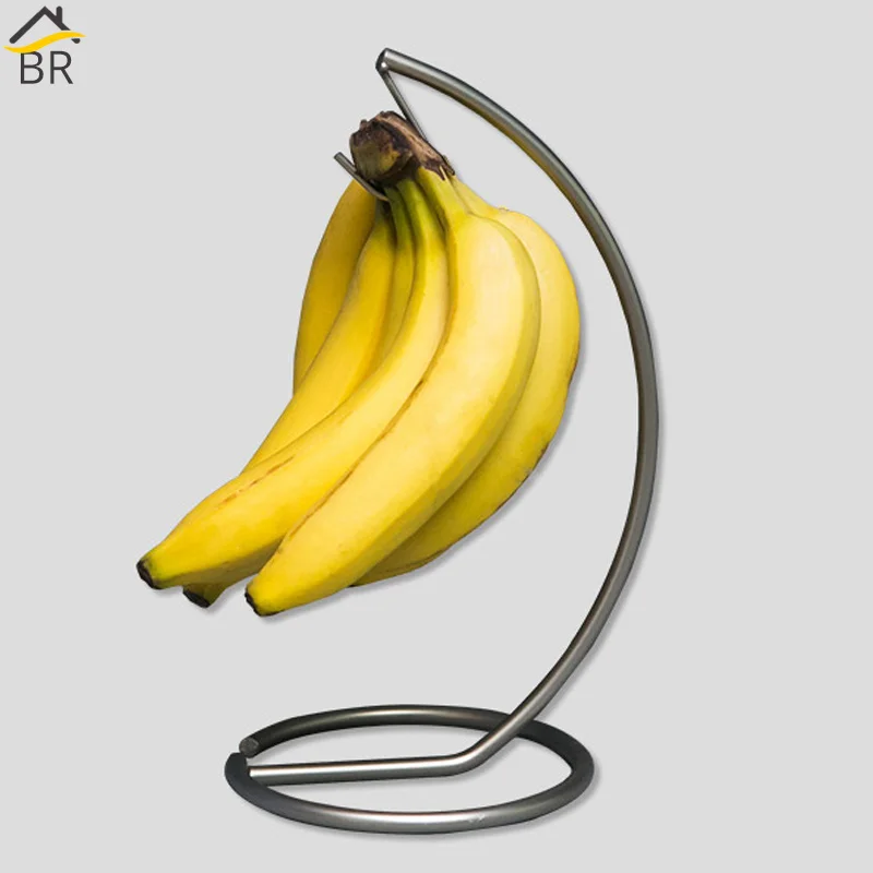 

BR Banana Shelf Fruit Rack Storage Holder High Quality Satin Nickel Concise Fruit Hook Organizer Collection